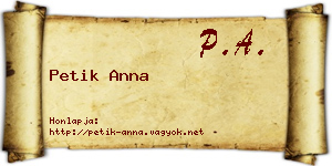 Petik Anna névjegykártya